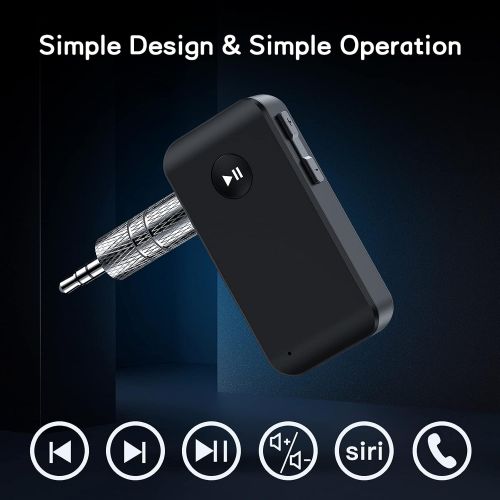  Hntmao Bluetooth Adapter for Car, Bluetooth 5.0 Receiver for Home Stereo/Wired Headphones, Noise Cancelling Bluetooth Receiver for Clear Sound, Hands-Free Call, 12H Battery Life Au