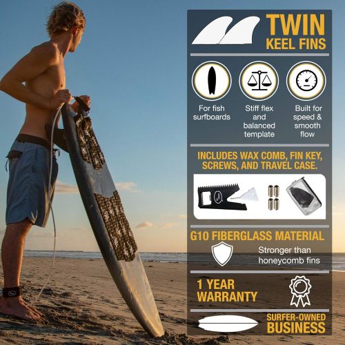  Ho Stevie! Surfboard Twin Fins (2 Fins) - Keel Fins for Fish Surf Boards [FCS or Futures Sizes]