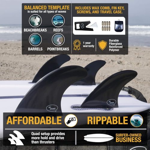  Ho Stevie! Fiberglass Reinforced Polymer Surfboard Fins - Quad (4 Fins) FCS or Futures Sizes, Choose Color