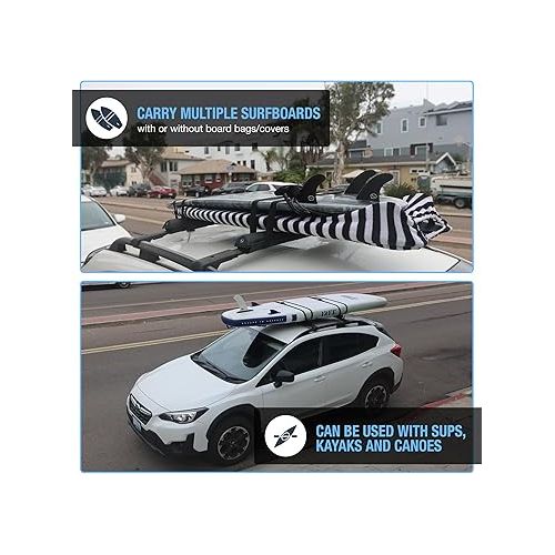  Ho Stevie! Surfboard Tie Down Straps (Pair) for Roof Rack Crossbars - Easy to Use - 'No Scratch' Silicone Buckle Covers Prevent Damage