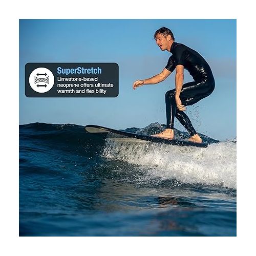  Ho Stevie! Men’s Short Sleeve Long Leg Surfing Springsuit - Chest Zip Spring Suit - Warm Superstretch 2mm Neoprene w/GBS Seams