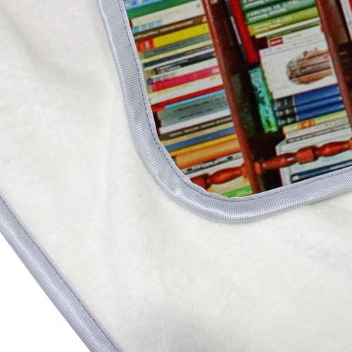  HoDeColor Books Shelf Pattern Throw Blanket Soft Warm Cozy Bed Couch Lightweight Polyester Microfiber Size 50 W x 60 L for Kids Women Boy