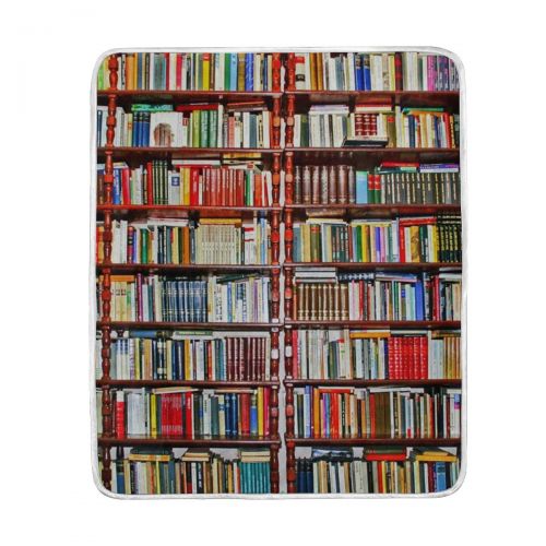  HoDeColor Books Shelf Pattern Throw Blanket Soft Warm Cozy Bed Couch Lightweight Polyester Microfiber Size 50 W x 60 L for Kids Women Boy