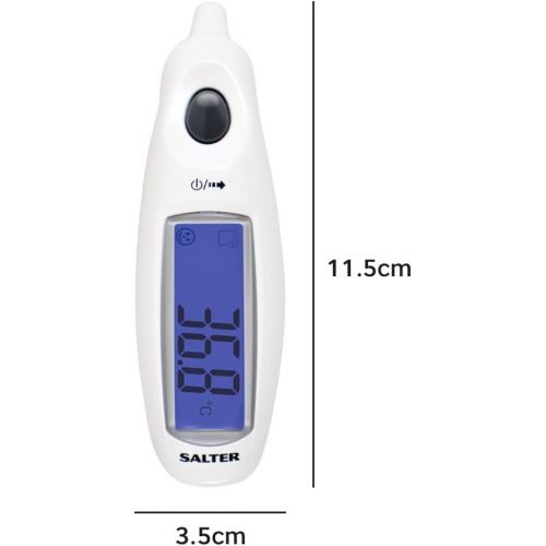  HoMedics SALTER Digitales Medizinisches Ohrthermometer mit Jumbo-Display, Hochprazise Messwerte fuer Erwachsene und Babys, Sofortige Messung, wasserdichte Sonde, Fieberalarm, 10 Speicher, ei