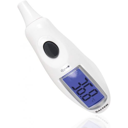  HoMedics SALTER Digitales Medizinisches Ohrthermometer mit Jumbo-Display, Hochprazise Messwerte fuer Erwachsene und Babys, Sofortige Messung, wasserdichte Sonde, Fieberalarm, 10 Speicher, ei