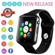 Hocent Smartwatch, Bluetooth Smart Watch Phone Wristwatch with Pedometer Camera SMS SNS Sync Music Player SIM Card Slot Compatible for Android and iPhone (Partial Functions) Men Women Boy