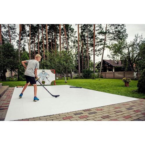  Hockey Revolution 8-Pack Dryland Flooring Tiles - Slick Interlocking Training Surface for Stickhandling, Shooting, Passing - Suitable for Indoor & Outdoor Use - 9.4 Square Feet