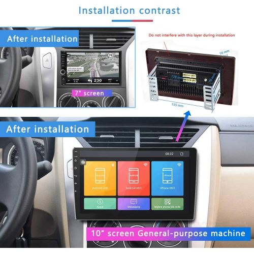  [아마존베스트]Youyuekeji Double Din Car Stereo 10.1 Inch FM/AM/SUB (1+16G) Android GPS Car Audio Touch Screen Car Radio with Bluetooth Indash Head Unit Support WiFi/Mirror Link/Backup Camera/DVR/USB/SWC Ca