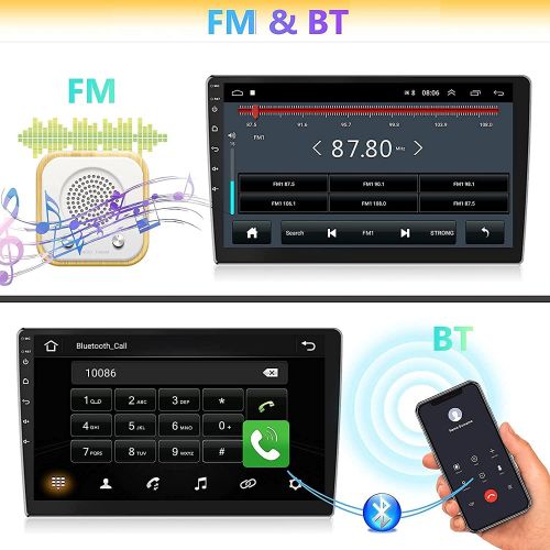  [아마존베스트]Youyuekeji Double Din Car Stereo 10.1 Inch FM/AM/SUB (1+16G) Android GPS Car Audio Touch Screen Car Radio with Bluetooth Indash Head Unit Support WiFi/Mirror Link/Backup Camera/DVR/USB/SWC Ca