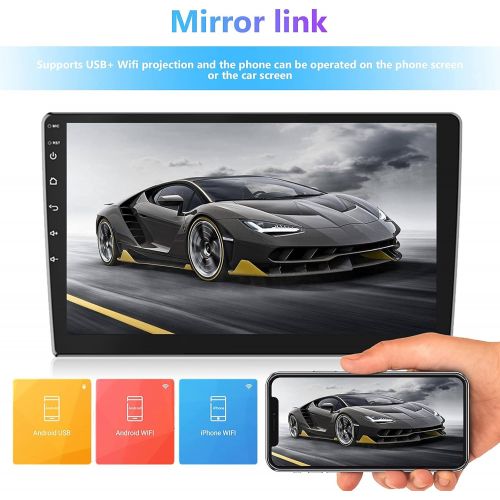  [아마존베스트]Youyuekeji Double Din Car Stereo 10.1 Inch FM/AM/SUB (1+16G) Android GPS Car Audio Touch Screen Car Radio with Bluetooth Indash Head Unit Support WiFi/Mirror Link/Backup Camera/DVR/USB/SWC Ca