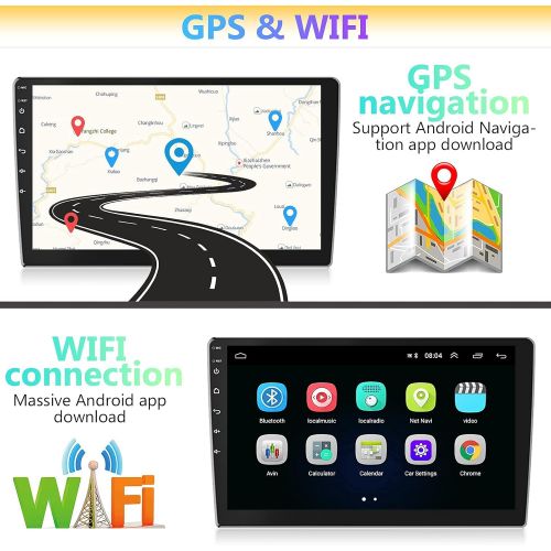  [아마존베스트]Youyuekeji Double Din Car Stereo 10.1 Inch FM/AM/SUB (1+16G) Android GPS Car Audio Touch Screen Car Radio with Bluetooth Indash Head Unit Support WiFi/Mirror Link/Backup Camera/DVR/USB/SWC Ca