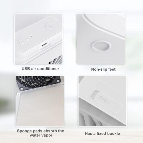  Hoepaid Portable Air Conditioner, Portable AC with 2 Ice Crystal Box, 3 Wind Speeds Personal Air Cooler for Home, Bedroom Room, Office, Dorm, Car (CL-002)