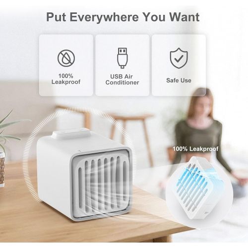  Hoepaid Portable Air Conditioner, Portable AC with 2 Ice Crystal Box, 3 Wind Speeds Personal Air Cooler for Home, Bedroom Room, Office, Dorm, Car (CL-002)