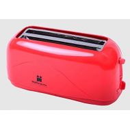 HOFFMANNS 4-Scheiben Langschlitztoaster - Toastautomat mit COOL-TOUCH-Gehause und herausnehmbarer Kruemelschublade (Rot)