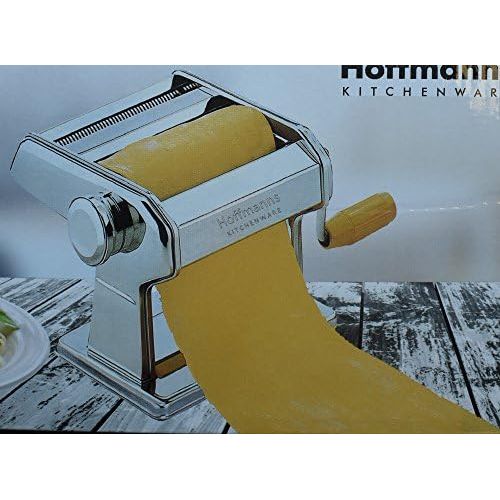  Hoffmanns Nudelmaschine Pasta Maker | aus Edelstahl | manuelle Nudel-Maschine fuer Spaghetti, Tagliatelle oder Lasagne Pastamaschine zum Ausrollen von Teig