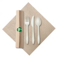 Hoffmaster 119993 Linen-Like Natural CaterWrap Pre-Rolled Napkin Cutlery Made of Renewable Resources, (2 Packs of 50 per case)