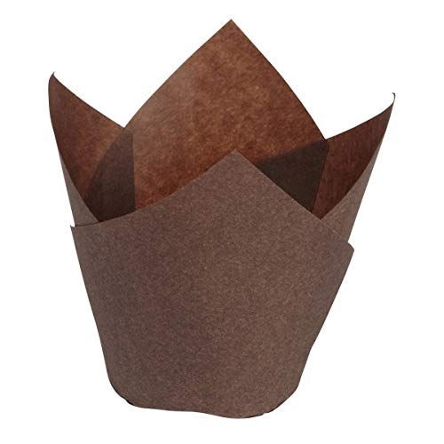  Hoffmaster 611101 Tulip Cup Cupcake Wrapper/Baking Cup, 2 Diameter x 3-1/2 Height, Small, Chocolate (10 Packs of 250)