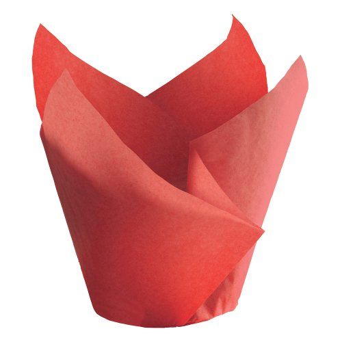  Hoffmaster 611105 Tulip Cup Cupcake Wrapper/Baking Cup, 2-1/4 Diameter x 4 Height, Large, Red (10 Packs of 250)