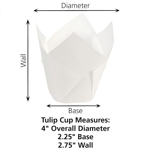  Hoffmaster 611103 Tulip Cup Cupcake WrapperBaking Cup, 2-14 Diameter x 4 Height, Large, White (10 Packs of 250)