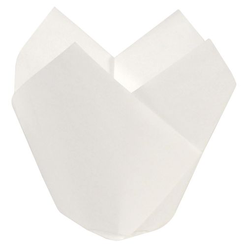  Hoffmaster 611100 Tulip Cup Cupcake WrapperBaking Cup, 2 Diameter x 3-12 Height, Small, White (10 Packs of 250)