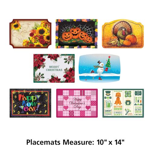  Hoffmaster 857208 Fall - Winter Seasonal Celebration Placemats, 8 Different Designs in Each case, 9.75 x 14, Paper (Pack of 1000)