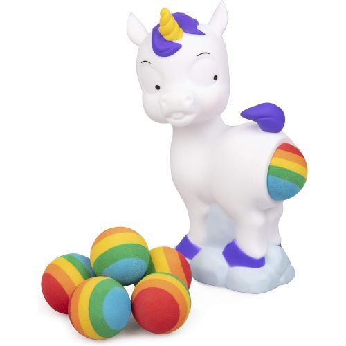  Hog Wild Pooping Unicorn Popper Toy - Shoot Foam Balls Up to 20 Feet - 6 Balls Included - Age 4+