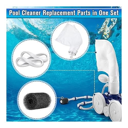  11 Pcs Pool Cleaner Parts Include 2 Pack Pool Cleaner Bags K13 K16 Compatible with Polaris 280 480, 3 Pcs All Purpose Tires 6 Pcs Sweep Hose Scrubber Replacement Compatible with Polaris