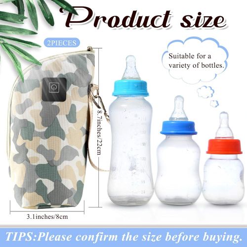  Hohean 2 Pieces Portable Car Travel Bottle Warmer USB Milk Heat Keeper Baby Bottle Warmer with 2 Pieces USB Data Cables Infant Bottle for Indoor, Outdoor, Traveling, Driving (Vivid