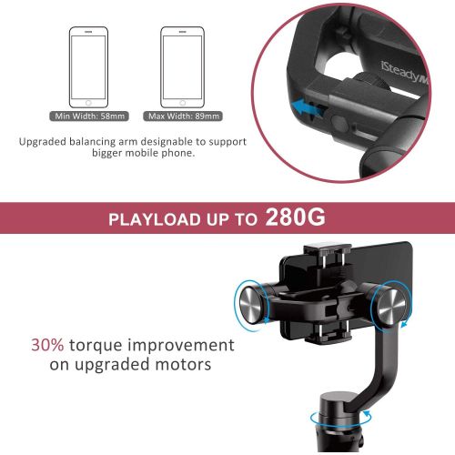  Hohem Smartphone Gimbal 3-Axis Handheld Stabilizer for iPhone 11/11pro/11pro max/Xs/Xs Max/Xr/X, for Android Smartphones, Samsung Galaxy S10/S10 Plus, for Youtuber/Vlogger (iSteady