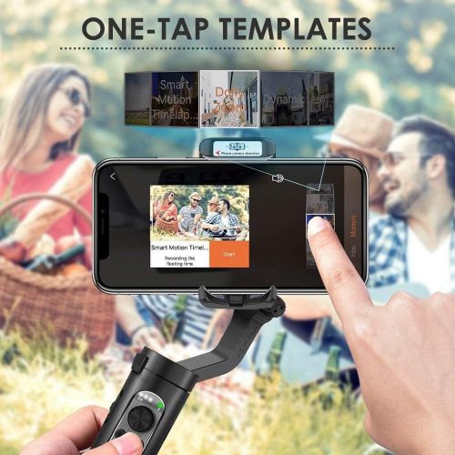  Hohem 3-Axis Gimbal Stabilizer - Foldable Smartphone Gimbal w/ 3D Auto Inception & Face Tracking, Handheld Stabilizer for iPhone 12 Pro Max/Android 6.0 for Vlog Video Recording iSt