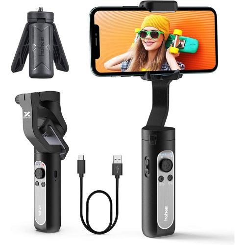  Hohem 3-Axis Gimbal Stabilizer - Foldable Smartphone Gimbal w/ 3D Auto Inception & Face Tracking, Handheld Stabilizer for iPhone 12 Pro Max/Android 6.0 for Vlog Video Recording iSt