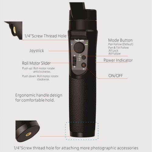  Hohem Gopro Gimbal 3-Axis Handheld Gimbal Stabilizer Splash Proof Pro for Gopro Hero 7/6/5/4/3 DJI Osmo Action Yi Cam 4K, AEE, SJCAM Sports Cams APP Controls for Time-Lapse, Tracki