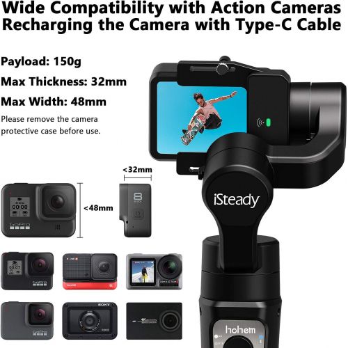  Hohem GoPro Gimbal Stabilizer, iSteady Pro 2, 3 Axis Splash-Proof Gimble IP64, Handheld Stabiliser for DJI Osmo Action,GoPro Hero 7/6/5/4/3,SJCam,YI 4K Action Camera (can not Suppo