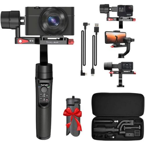  Hohem Isteady Multi 3-Axis Gimbal Stabilizer for Sony RX100 Series, Sony RX0, X3000, Gopro Hero 7, iPhone X XR XS, Handheld Gimbal Stabilizer with Tripod for Action Camera Digital