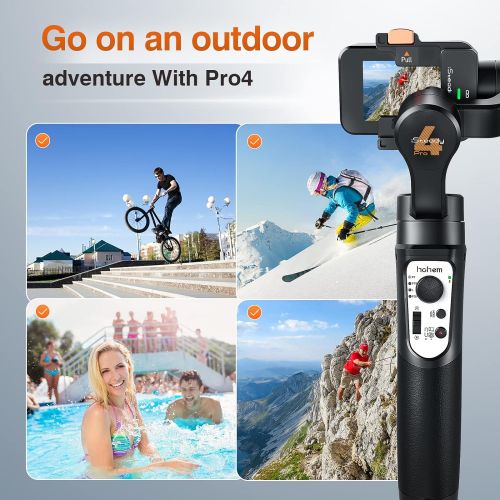  3axis Gimbal Stabilizer for GoPro Action Camera Handheld Pro Gimbal Tripod Stick with Motion Time-Lapse APP Control for Gopro Hero 7,6,5,4,3,SJ CAM,YI Cam,Sony RX0 - Hohem, Black