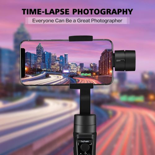  Hohem 3-Axis Gimbal Stabilizer for iPhone 11 PRO X XR XS Smartphone w/Inception Sport Mode Object Face Tracking Motion Time-Lapse Quick Balance Handheld Gimbal for Vlog Youtuber Li