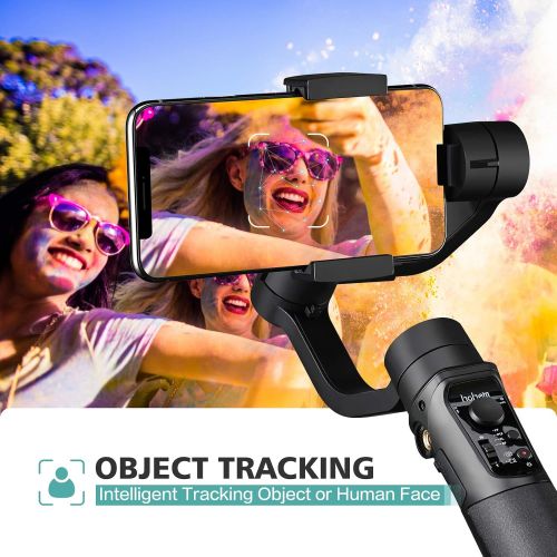  Hohem 3-Axis Gimbal Stabilizer for iPhone 11 PRO X XR XS Smartphone w/Inception Sport Mode Object Face Tracking Motion Time-Lapse Quick Balance Handheld Gimbal for Vlog Youtuber Li