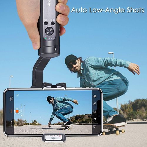  Hohem iSteady X, 3-Axis Foldable Lightweight Gimbal Stabilizer, Supports Moment /Auto-Inception Mode, Perfectly Compatible with iPhone 13/Mini/pro/max & Smartphones (0.57Lbs, Black