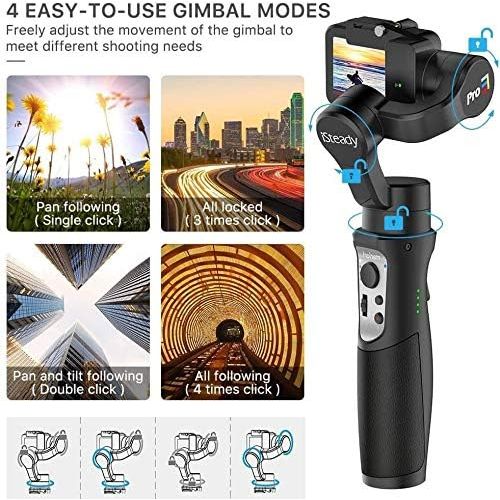  hohem iSteady Pro 3 3-Axis Gimbal Stabilizer for Gopro 8/7/6/5/4, for Osmo Action and Other Action Cameras - Support WiFi & Cable Control ,IPX4Splash Proof(2020 New Version)