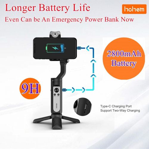  Hohem iSteady V2 Gimbal Stabilizer for Smartphone w/AI Visual Tracking LED Video Light Auto Zoom Foldable Gimbal for iPhone13/12 Pro Max,for Samsung S20 for YouTube TikTok Live Vid