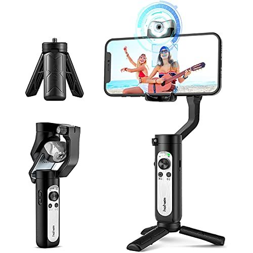  Hohem Gimbal Stabilizer for Smartphone 3-Axis Phone Gimbal w/ AI Tracking Sensor Inception Timelapse Lightweight Foldable Gimbal for iPhone 12 Pro Max/11 Samsung Vlog Stream Live Video,