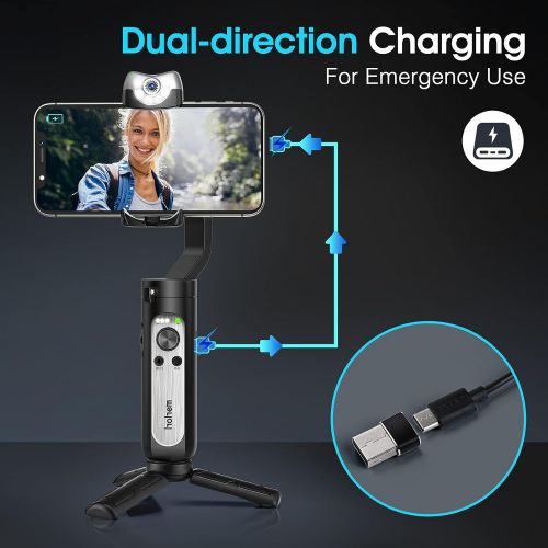  Hohem Gimbal Stabilizer for Smartphone 3-Axis Phone Gimbal w/ AI Tracking Sensor Inception Timelapse Lightweight Foldable Gimbal for iPhone 12 Pro Max/11 Samsung Vlog Stream Live Video,