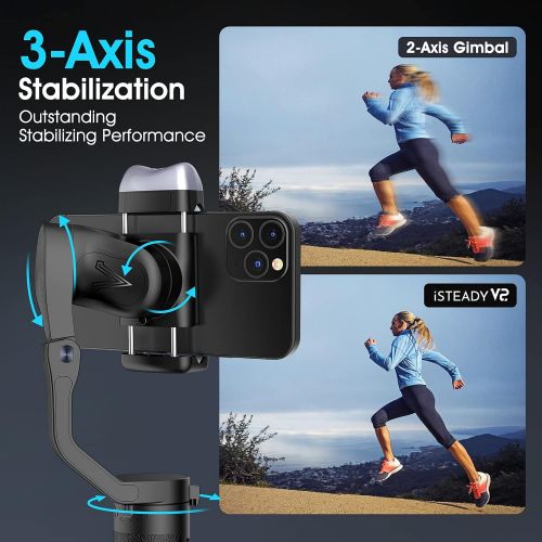  Hohem Gimbal Stabilizer for Smartphone 3-Axis Phone Gimbal w/ AI Tracking Sensor Inception Timelapse Lightweight Foldable Gimbal for iPhone 12 Pro Max/11 Samsung Vlog Stream Live Video,