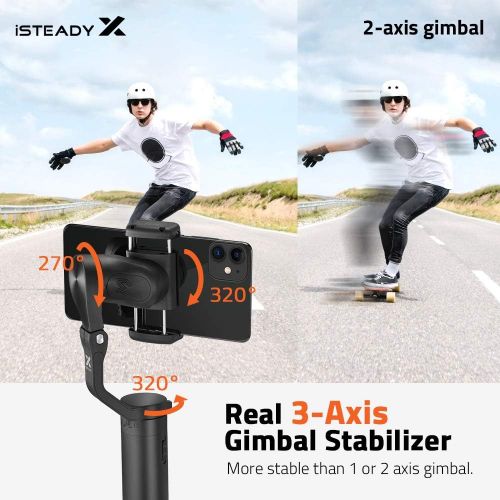  3-Axis Gimbal Stabilizer for Smartphone - Hohem Lightweight Foldable Phone Gimbal w/ Auto Inception Dolly-Zoom Time-Lapse, Handheld Gimbal for iPhone 12 pro max/11/Xs Max/Samsung -
