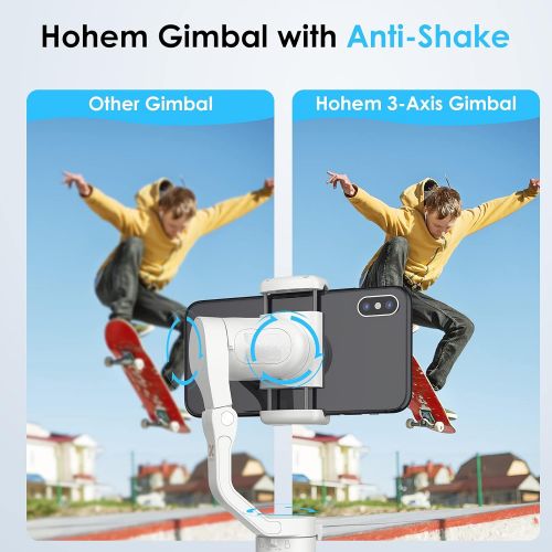  Hohem 3 Axis Gimbal Stabilizer - 0.5 Lbs Lightweight Foldable Gimbal for Smartphone iPhone 12 Pro Max/12/11/XSMax w/Auto Inception/Dolly Zoom/Time-Lapse for Vlog Youtuber Video Recording