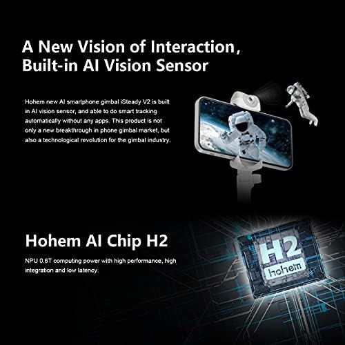  Hohem iSteady V2 3-Axis Gimbal Stabilizer with AI Tracking & Brightness Adjustable LED Video Light Gesture Control Ultralight & Foldable (White)