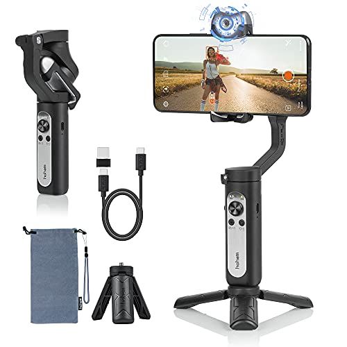  Hohem 3-Axis Gimbal stabilizer for Smartphone Handheld Phone stabilizer Gimbal Face Tracking Gesture Control Type C Reverse Charging Vlog YouTube Live Video Record