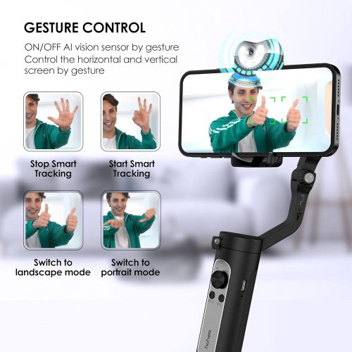  Hohem 3-Axis Gimbal stabilizer for Smartphone Handheld Phone stabilizer Gimbal Face Tracking Gesture Control Type C Reverse Charging Vlog YouTube Live Video Record