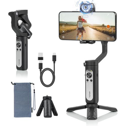  Hohem 3-Axis Gimbal stabilizer for Smartphone Handheld Phone stabilizer Gimbal Face Tracking Gesture Control Type C Reverse Charging Vlog YouTube Live Video Record