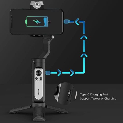  hohem iSteady V2 Gimbal Stabilizer for Smartphone,3-Axis Handheld Professional Video Stabilizers with Grip AI Tracking Type-C Reverse Charging Adjustable LED Video Light for Vlog L